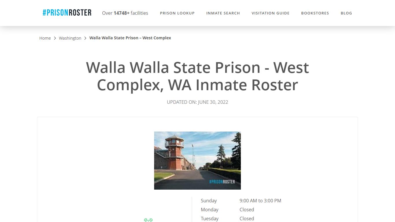 Walla Walla State Prison - West Complex, WA Inmate Roster